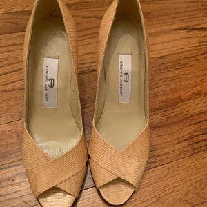 - 5/$25 Etienne Aigner Leather Open Toe Heels Sz 7
